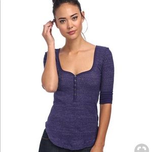 We the Free Plum Purple Sweetheart Henley Sz XS